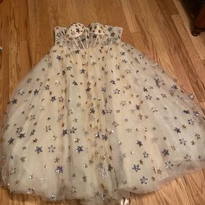 celestial lace up corset ball dress with stars, originally from IrregularBridal